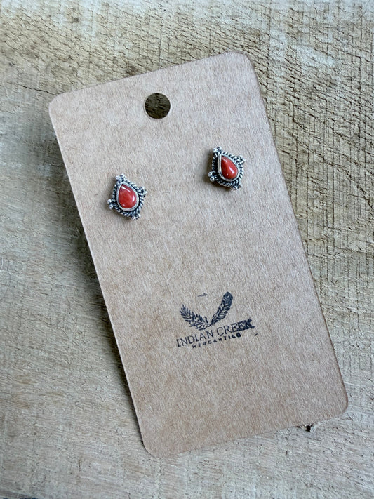 Coral Stud Earrings