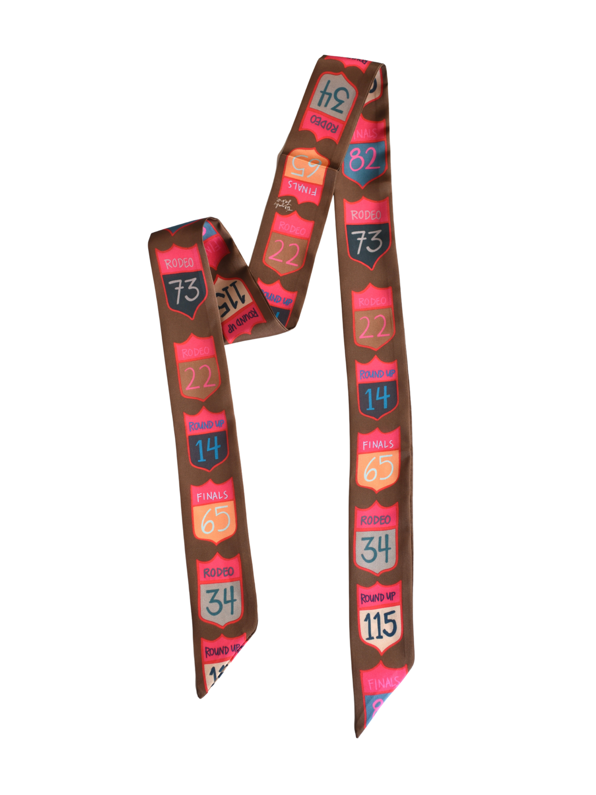 Rodeo Back Numbers Twilly Scarf: Western Rodeo Satin Chiffon Hair & Neck Scarf