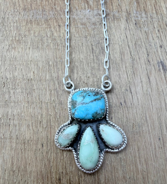 Blue Kingman and Paloma Sterling Silver Necklace