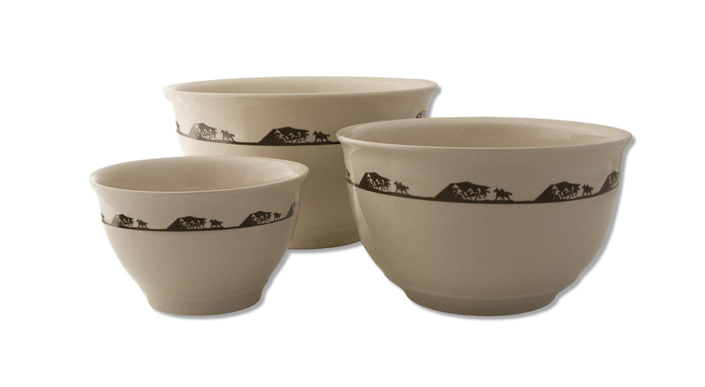 3 Piece Branded Stoneware Mixing Bowls