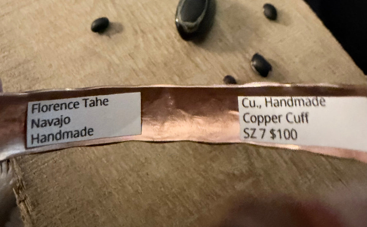 Native Made Copper Cuff Bracelet By Florence Tahe