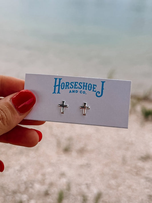 9mm Cross Stud Earrings
