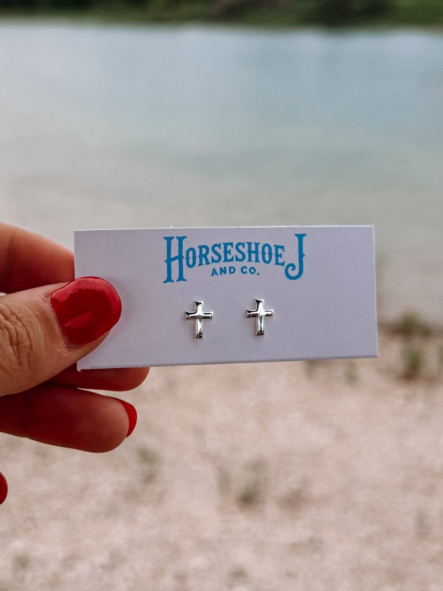 9mm Cross Stud Earrings