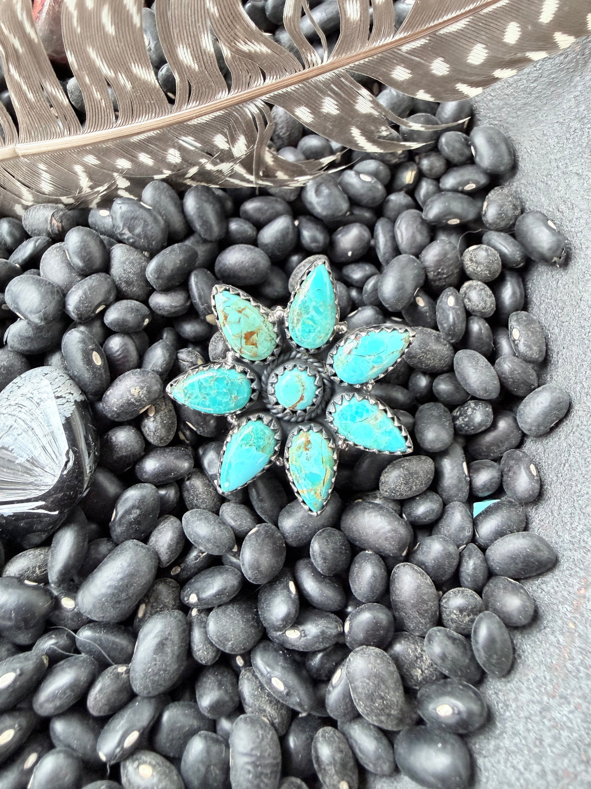Kingman Turquoise Flower Cluster Ring