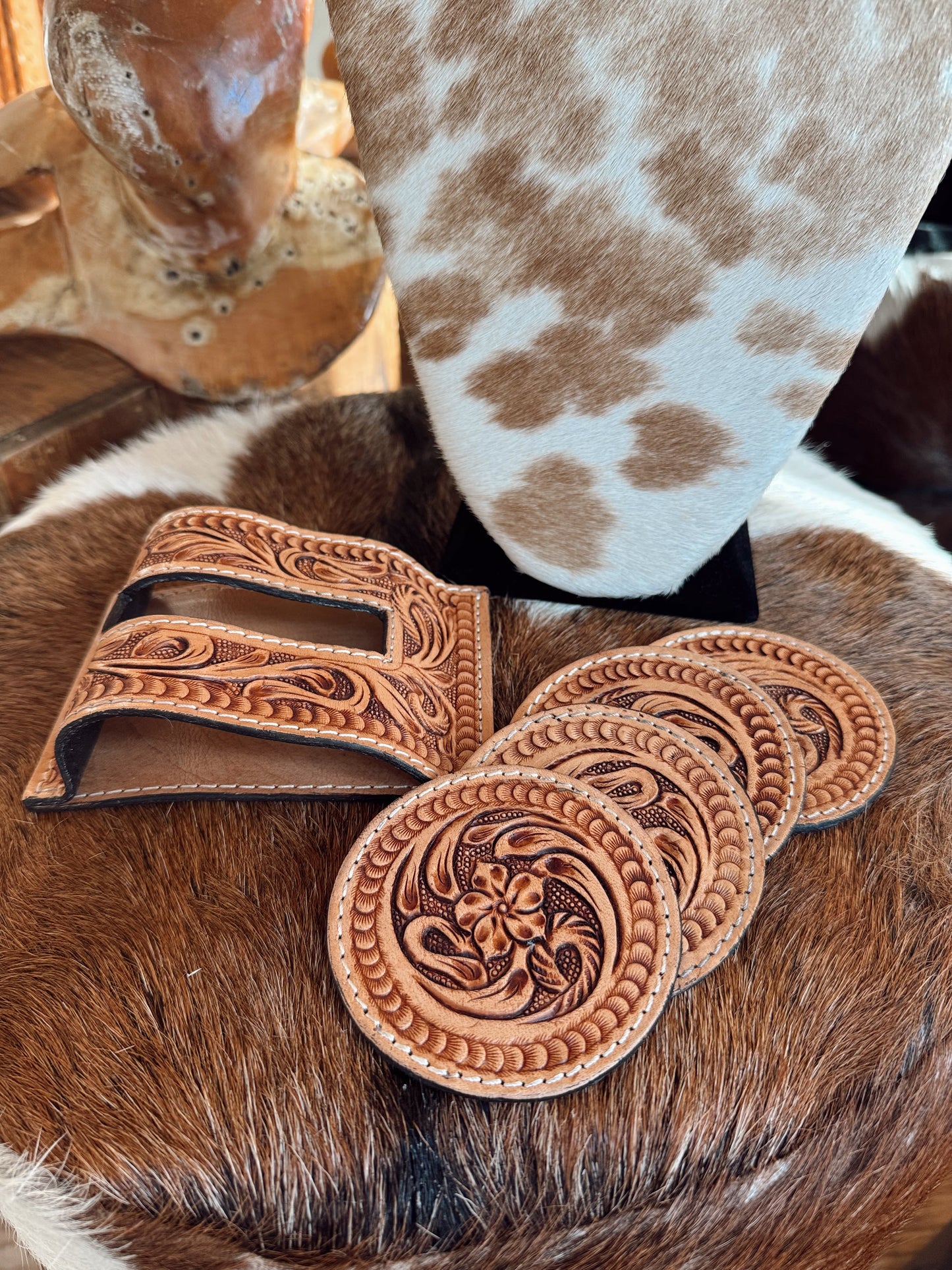 The Leather Coaster Set