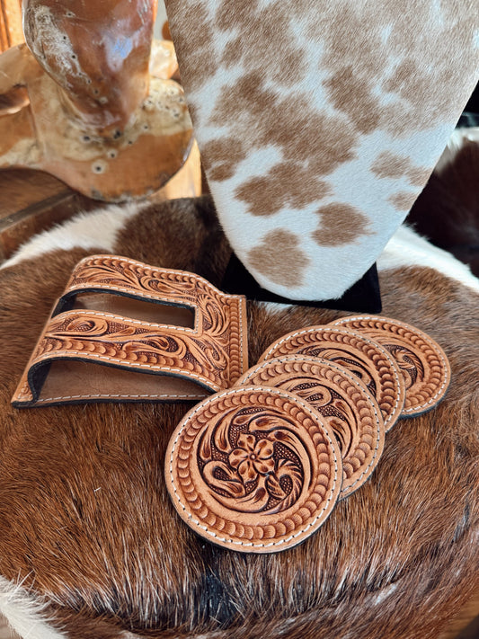 The Leather Coaster Set