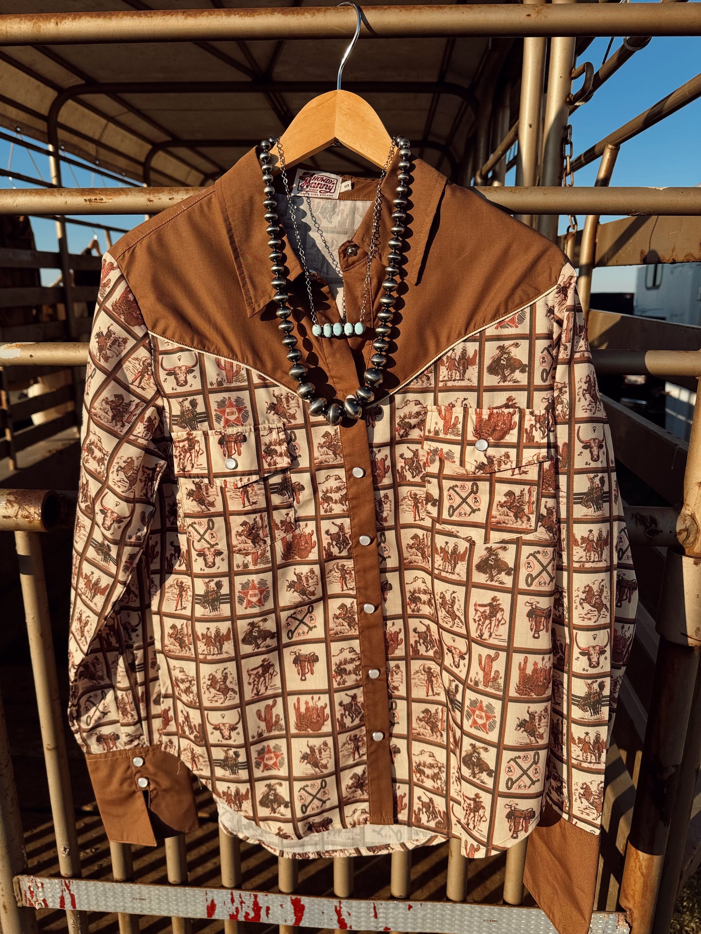 The Western Squares Pearl Snap Top