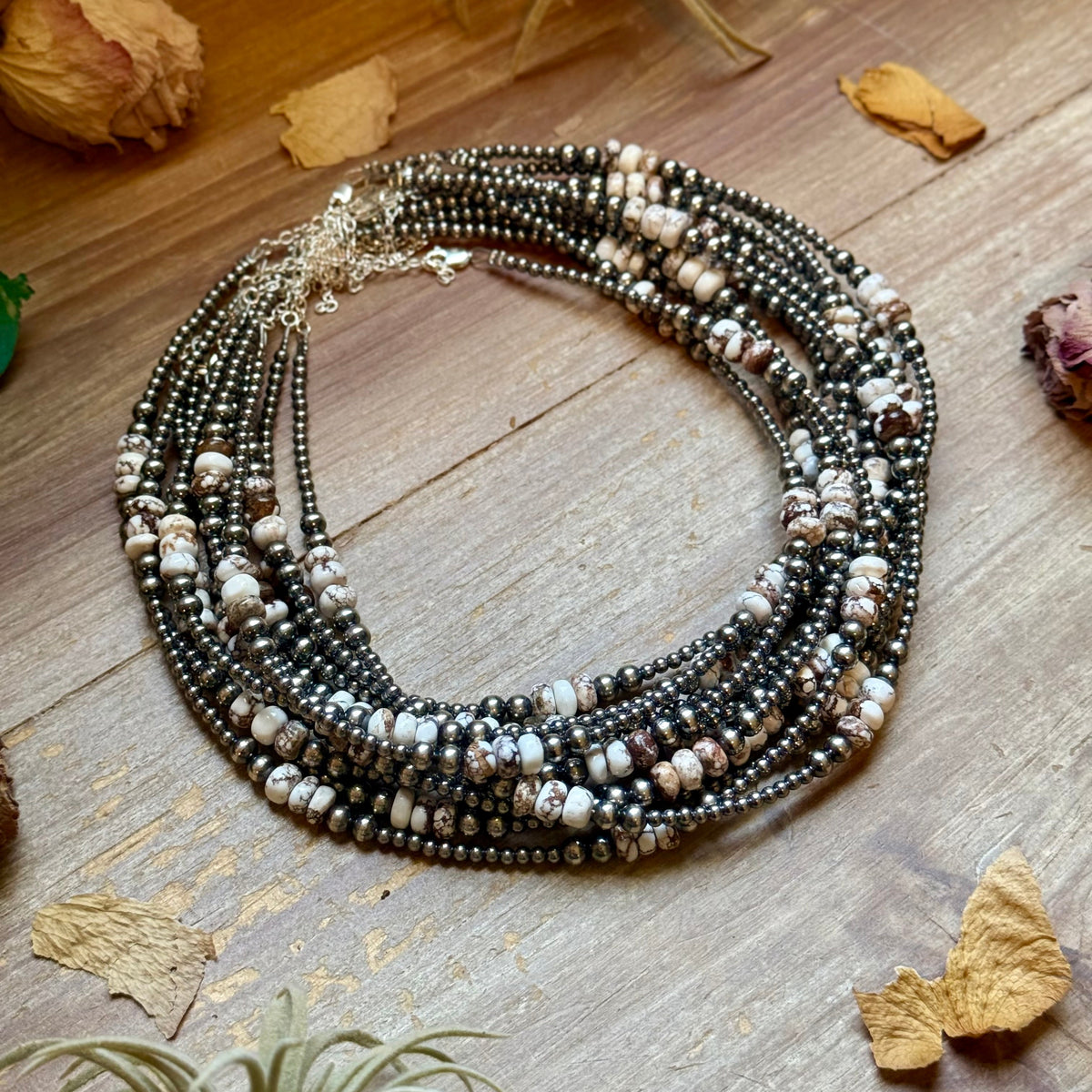 Wild Horse & Sterling Silver Pearl Necklace