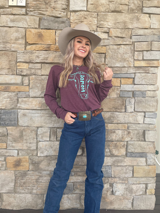 Howdy Cow Longsleeve Tee (Purple)