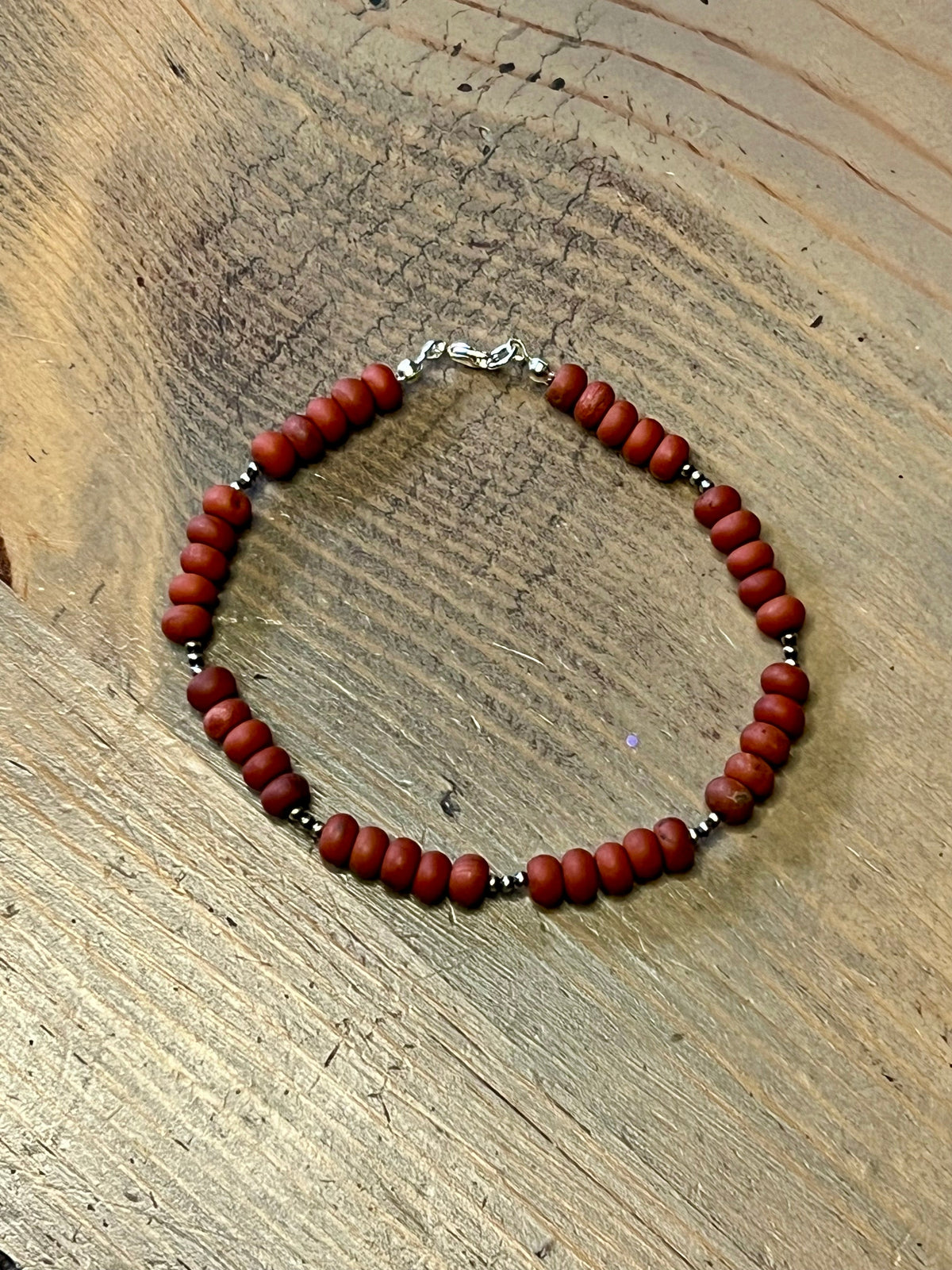 Sterling Pearl with Red Jasper Bead Bracelet
