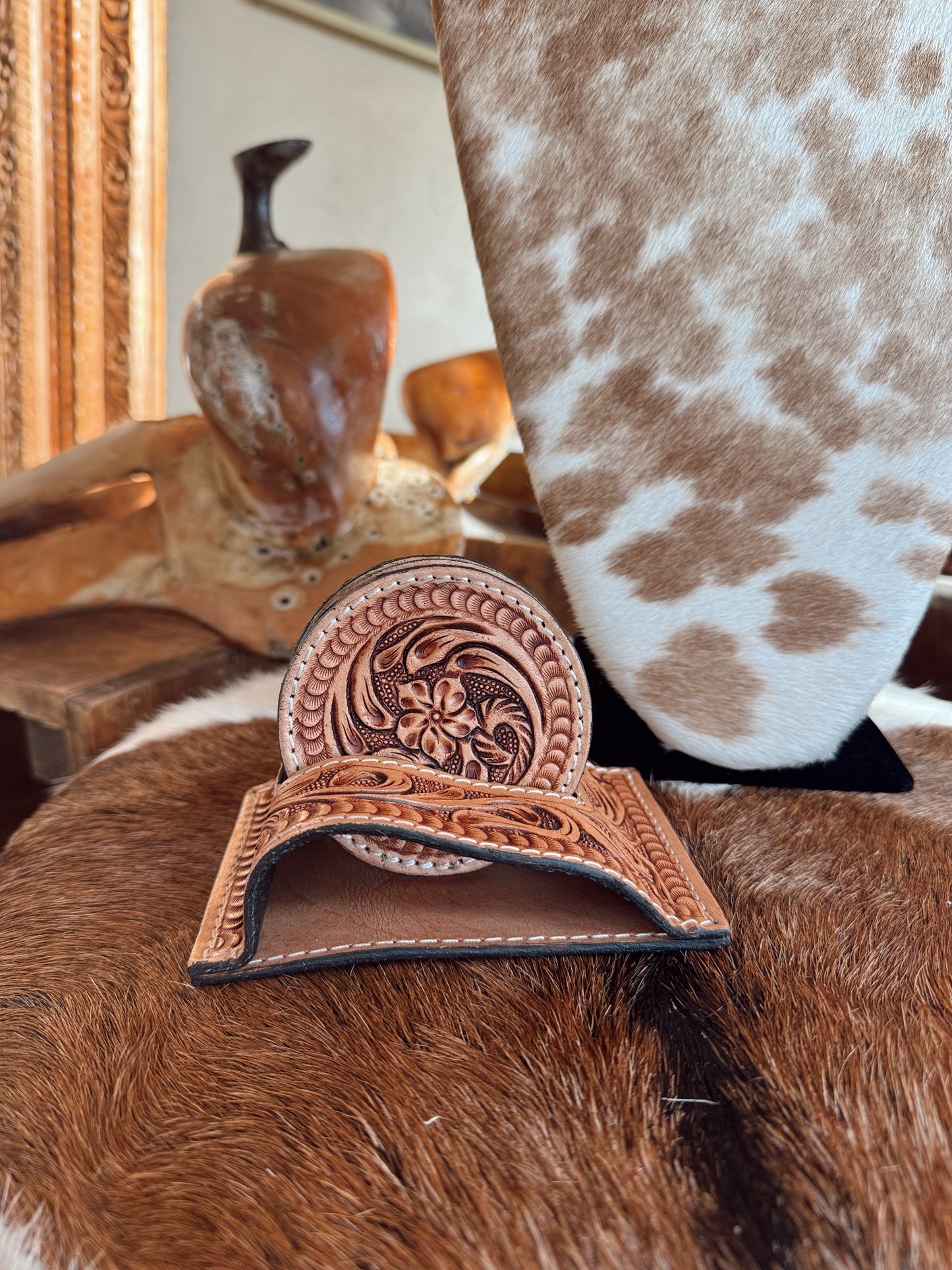 The Leather Coaster Set