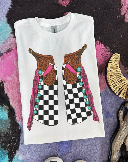 Checkered Chaps TEE or CREWNECK