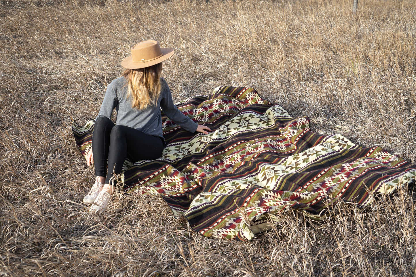 Andean Alpaca Wool Blanket - Cactus