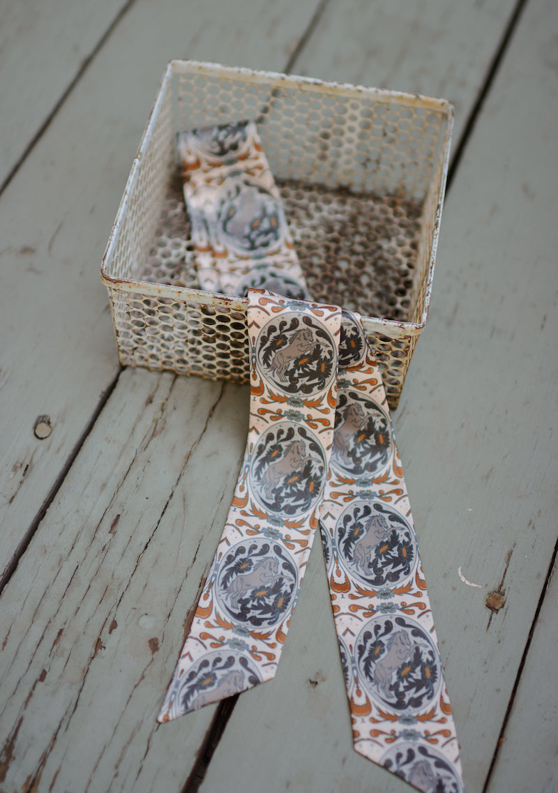 Bloomin' Bronc Western Cowgirl Twilly Scarf V1 — Final Stock