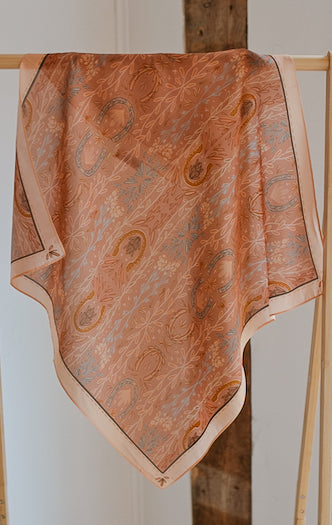 Western Harvest in Dusty Rose Silk Cowgirl Wild Rag Scarf