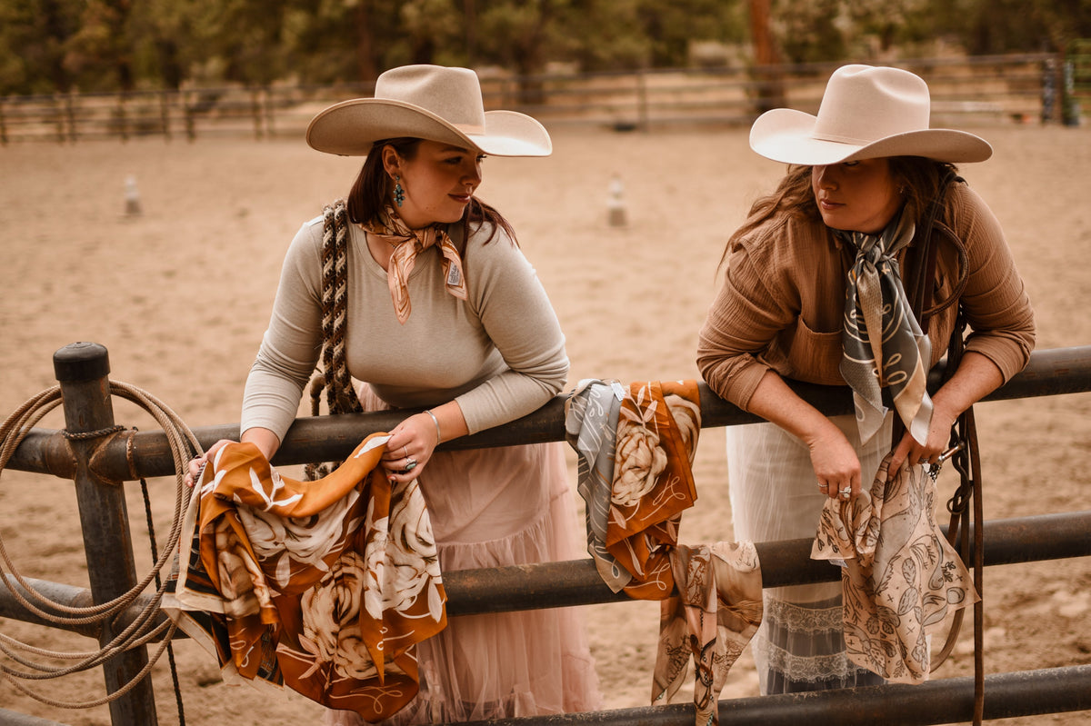 Rustic Wild Roses Wild Rag Western Silk Scarf