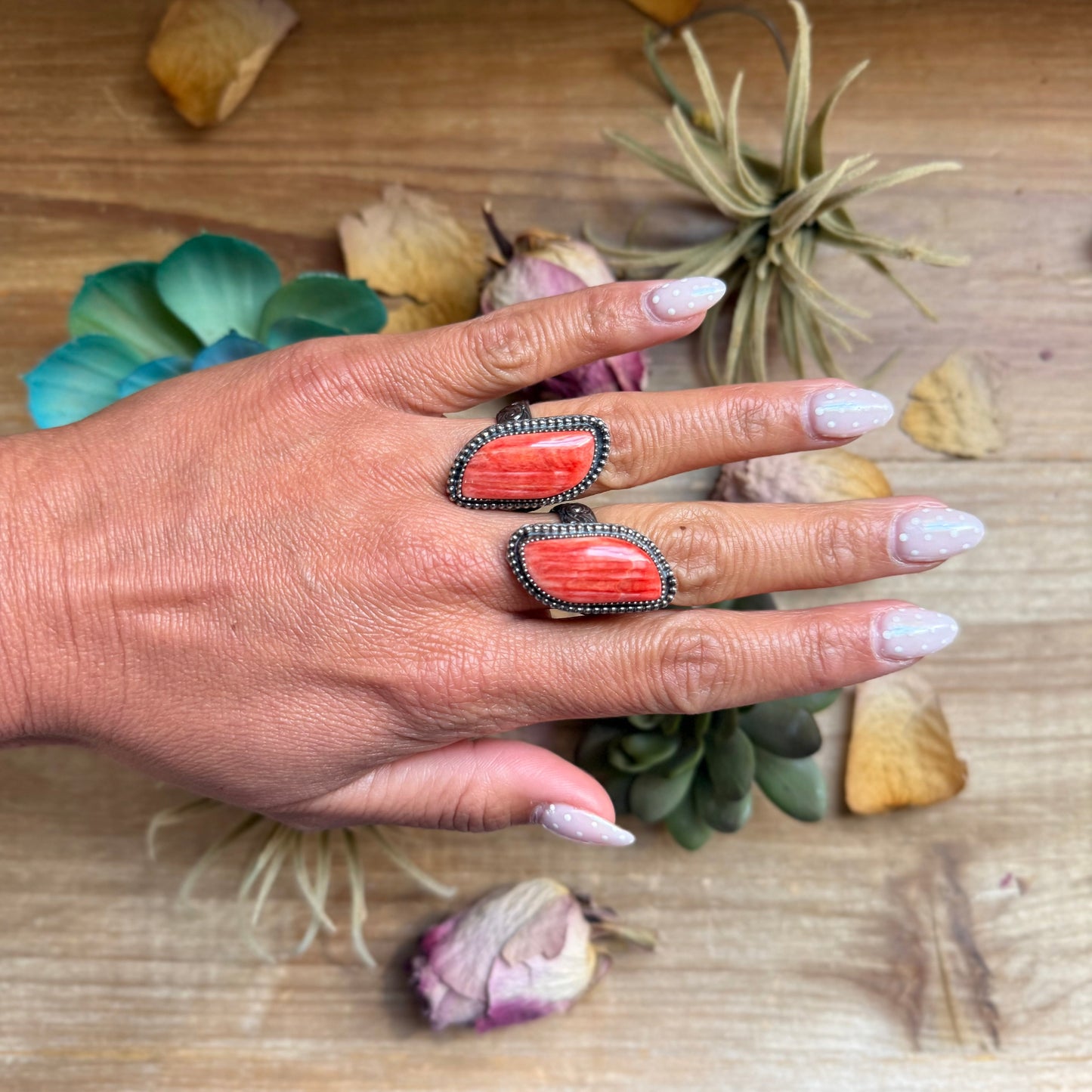 MJ Ring - Spiny Oyster Free Form Adjustable Ring