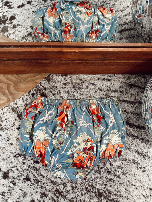 The Roping Cowboy Diaper Cover - Gray