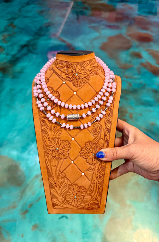 Jaci PINK Glass Bead & Sterling Silver Pearl Necklace — Pick Your Favorite