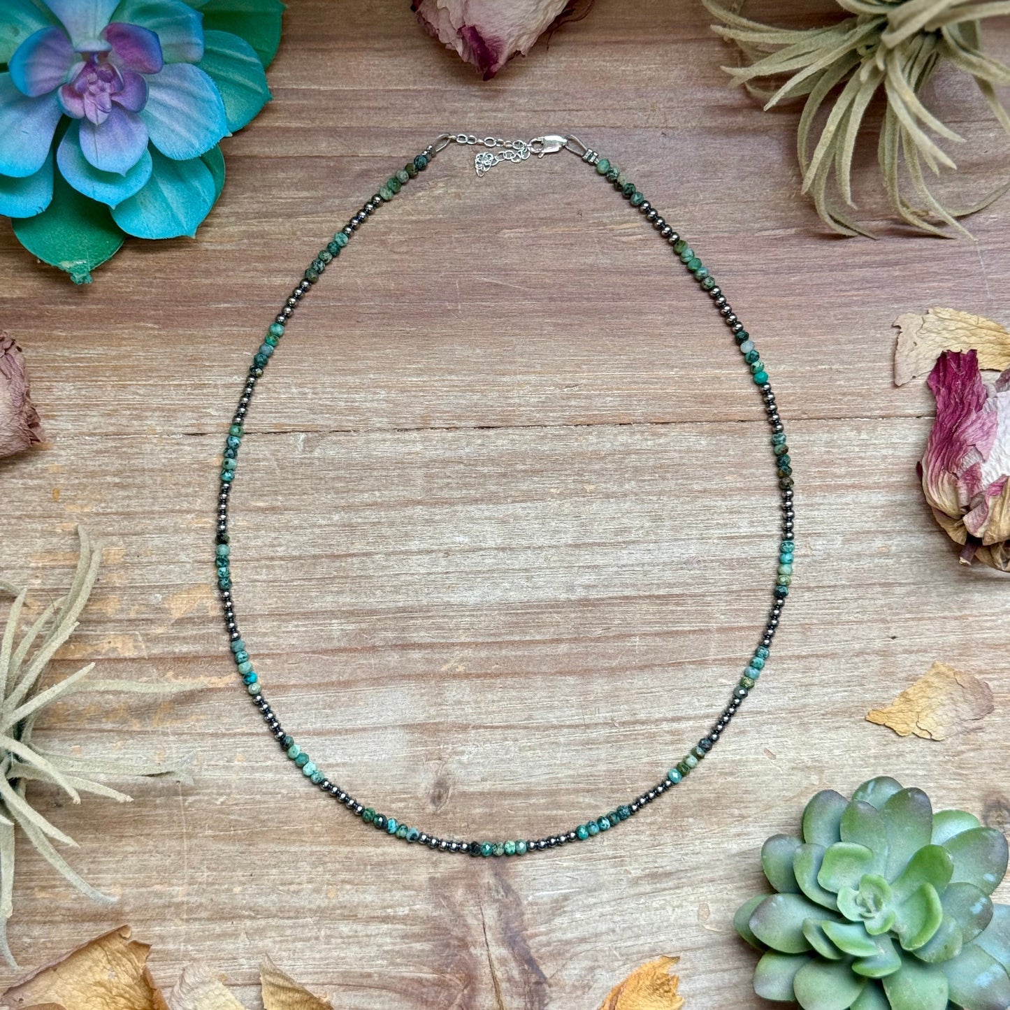 Faceted African Turquoise Necklace – 19"  – 3mm