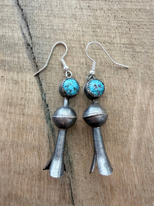 Squash Blossom Dangle Earrings Native Made