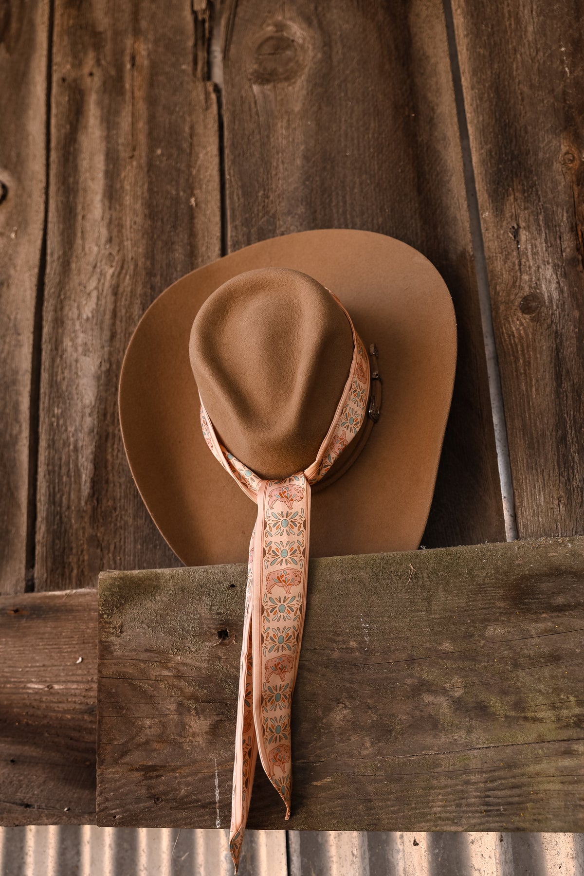 Blooming Bison Twilly Scarf: Western Satin Chiffon Hair & Neck Scarf