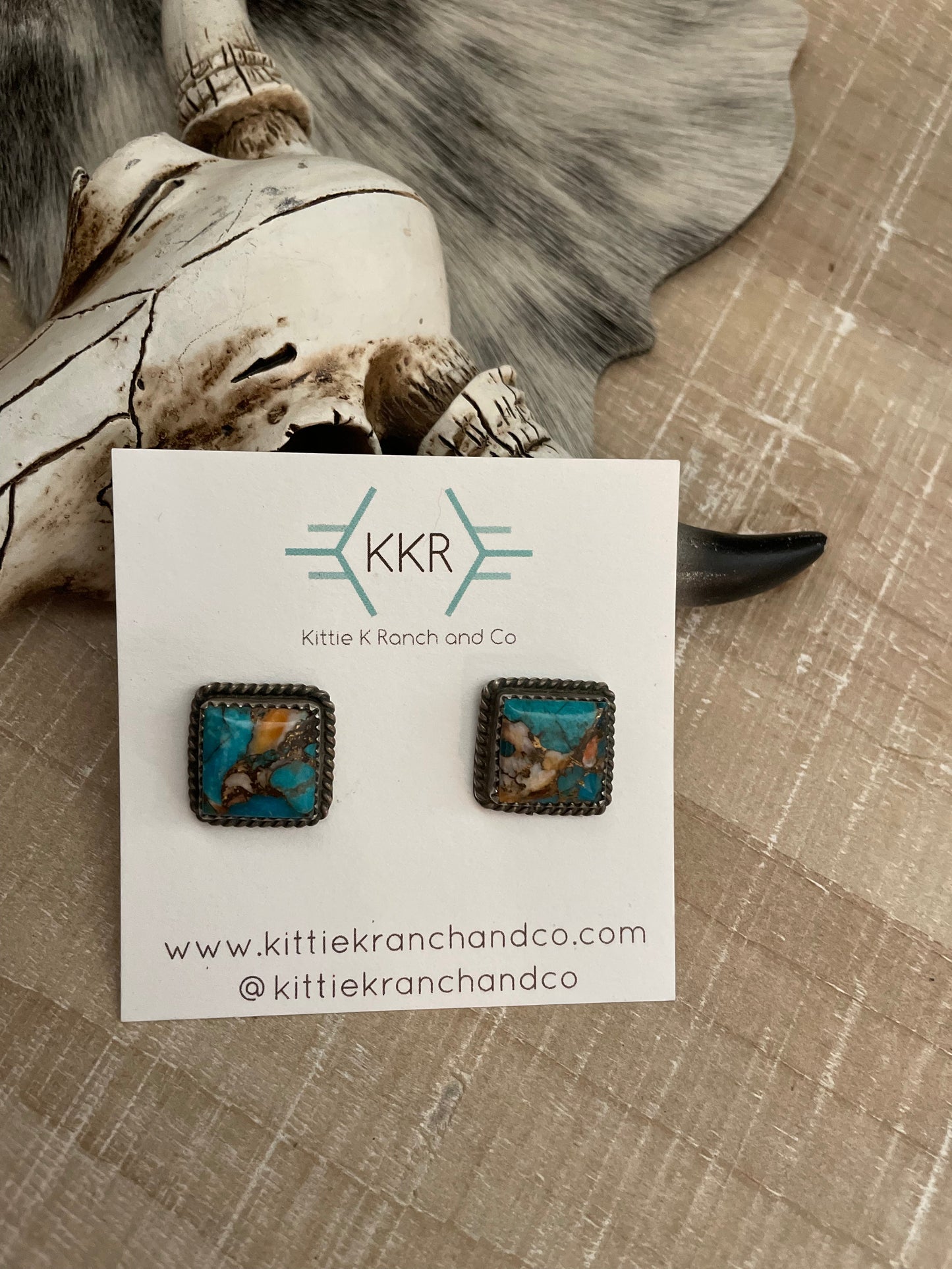 BROKEN HEART TURQUOISE SQUARE STUDS