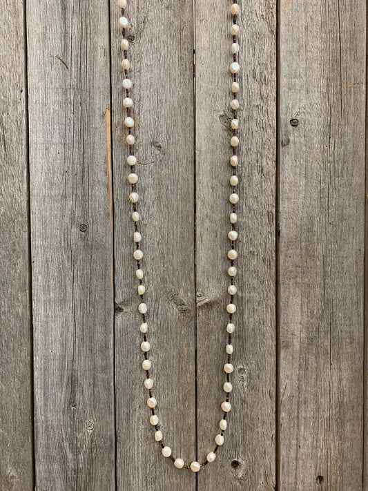 15058 Pearl & Brown Pin Shell Wrap Necklace