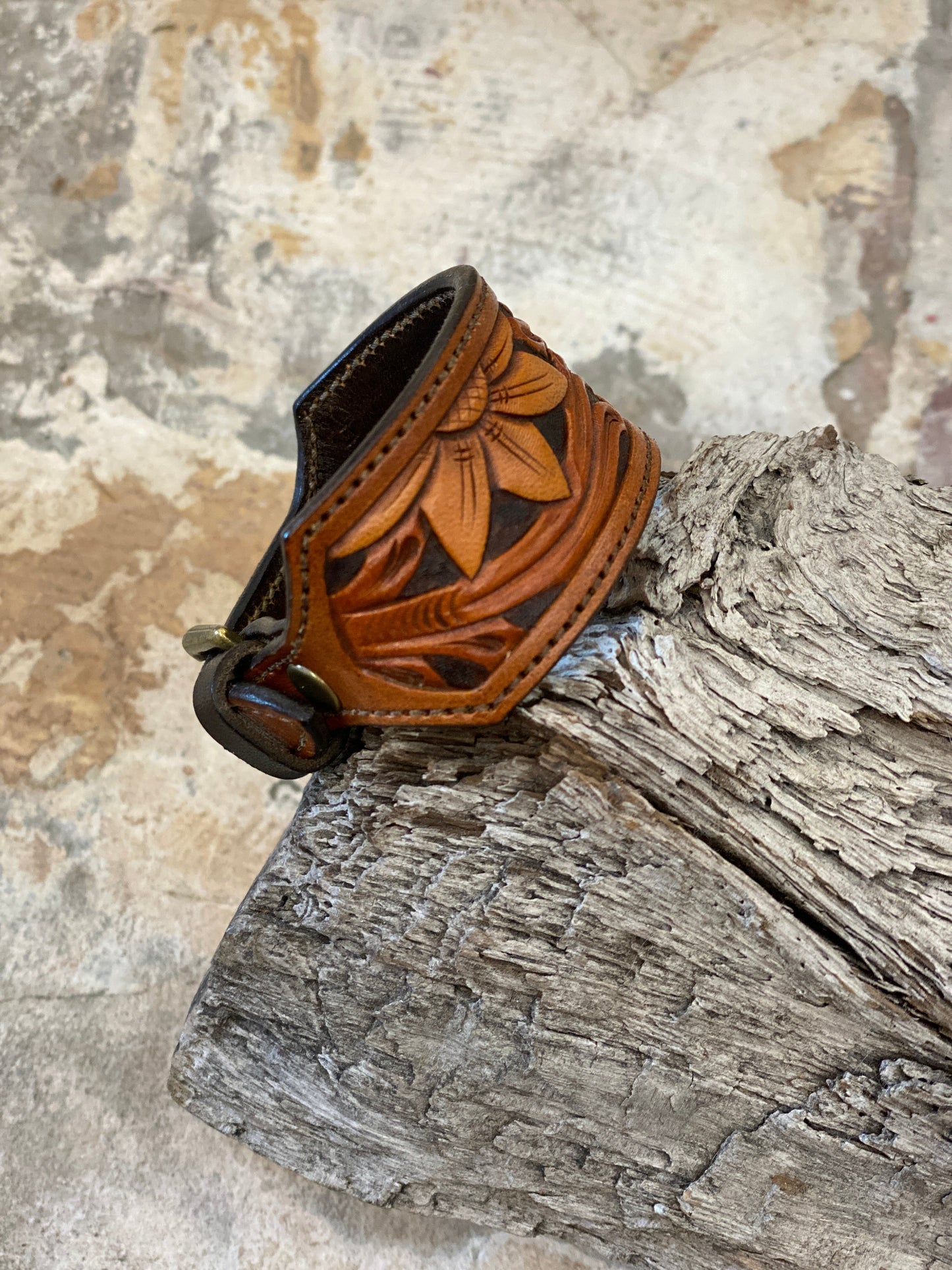 17168 Tri-Tone Hand Tooled Sunflower Cuff