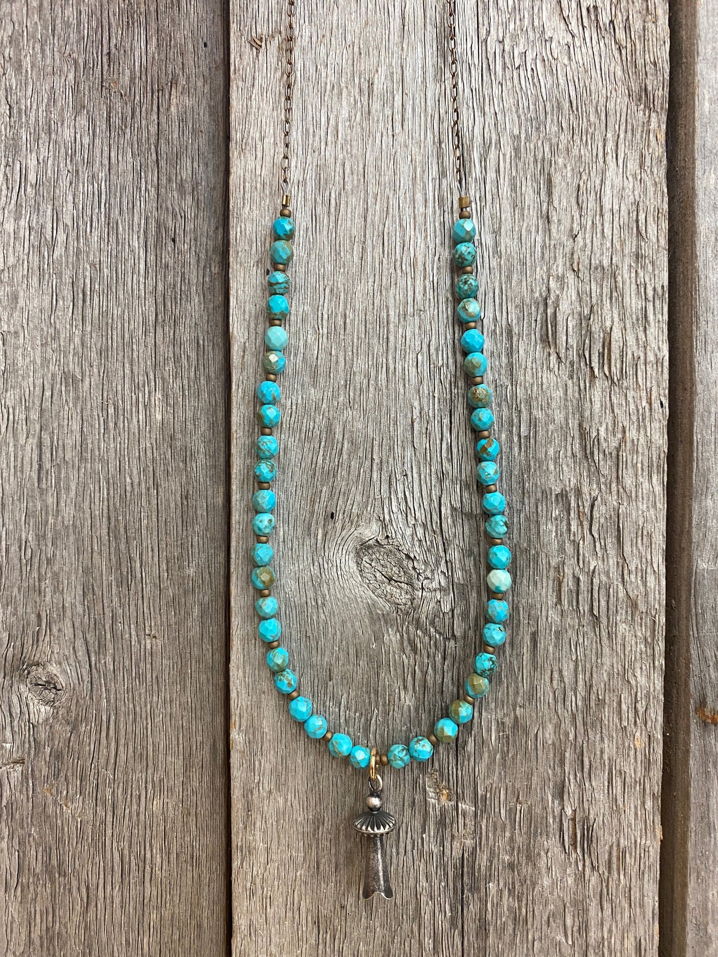17227 Sm Turquoise w/Brz & Nickel/Silver Blossom Pendant