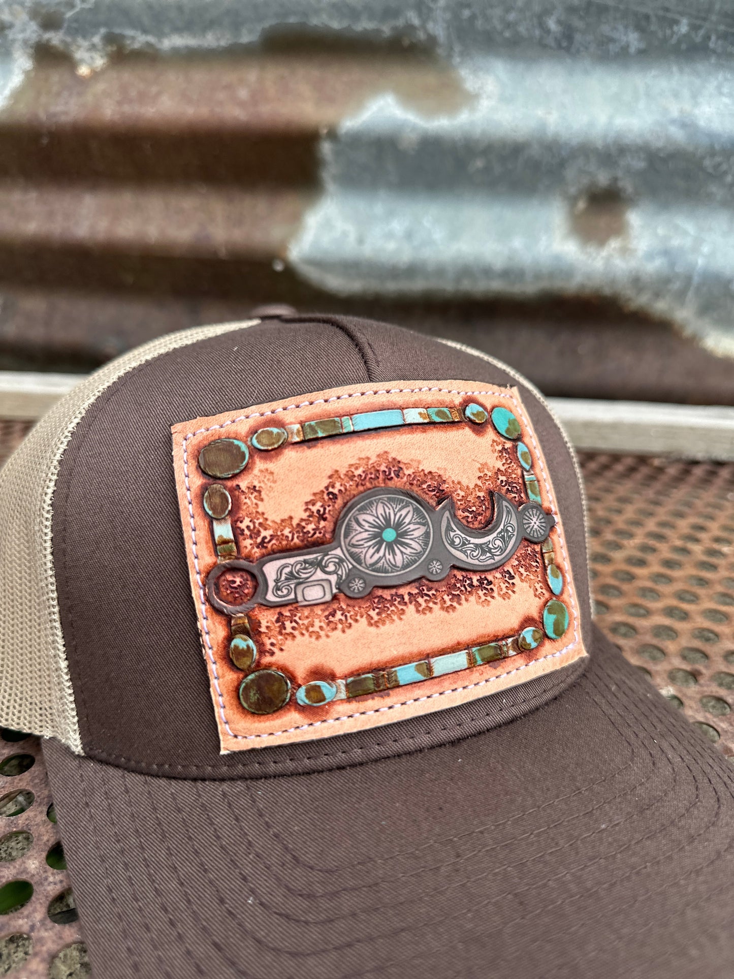 Bridle Bit Hand Tooled Low Profile Trucker Cap