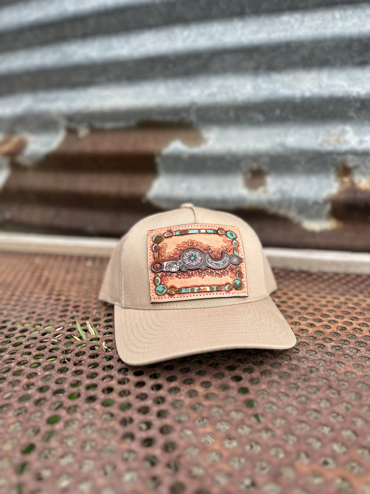 Bridle Bit Hand Tooled Low Profile Trucker Cap