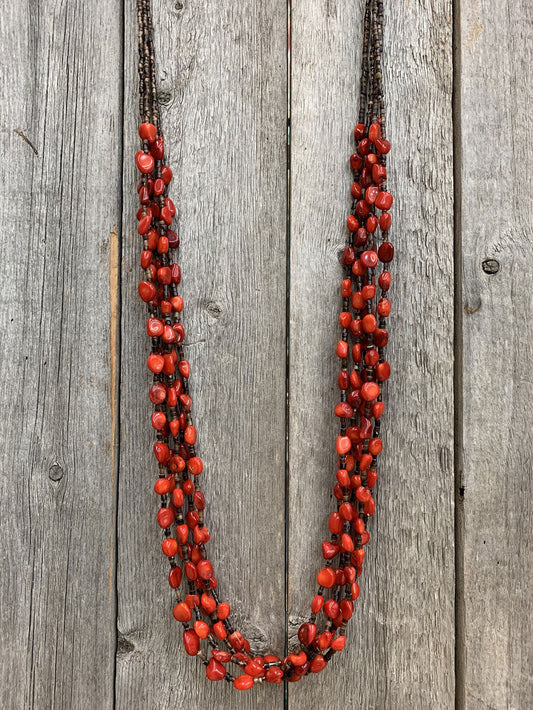 13836 5std Red Coral and Brown Pin Shell