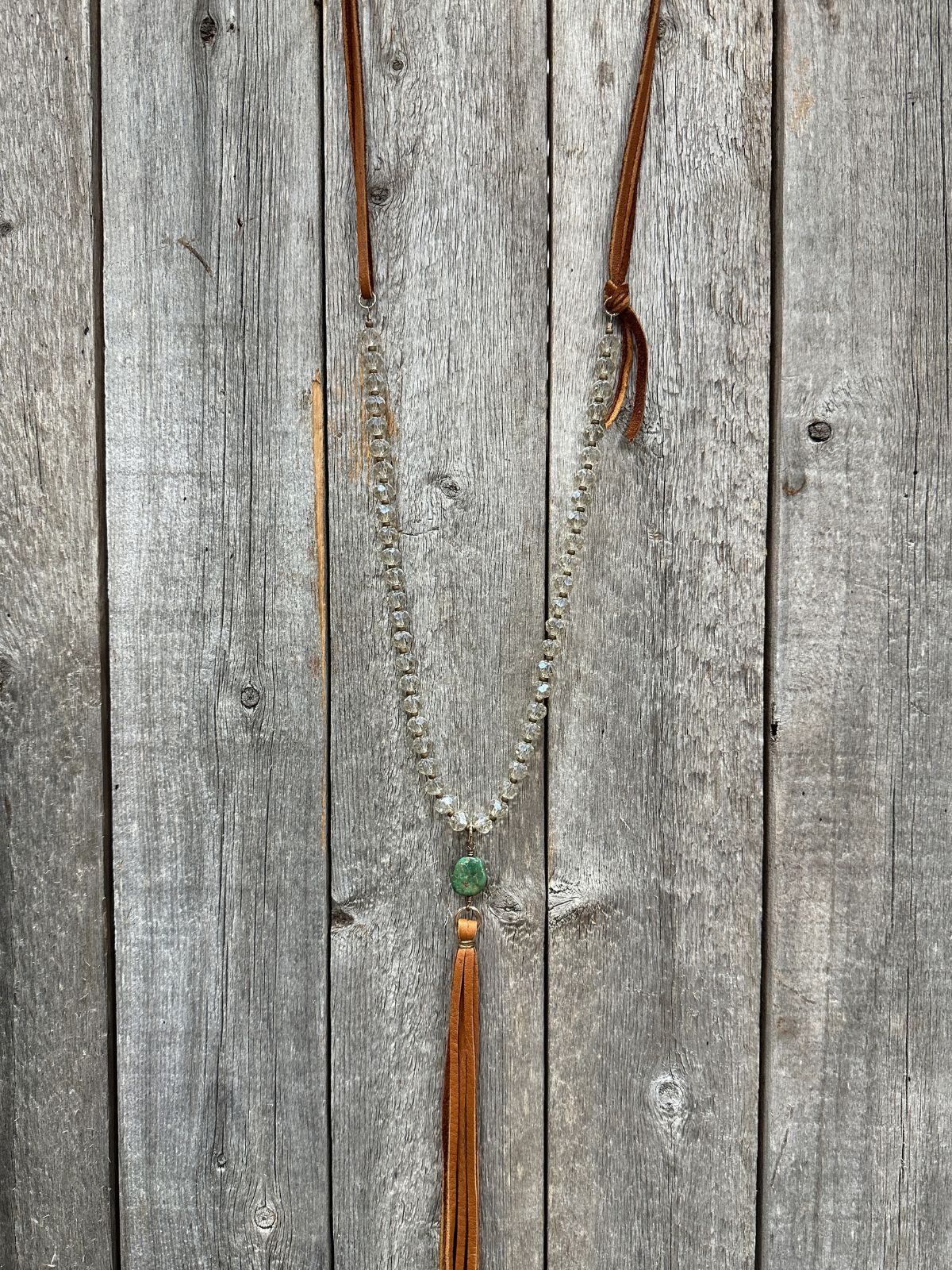 17628 Lt Golden Crystal w/Turquoise and Saddle Tan Tassel