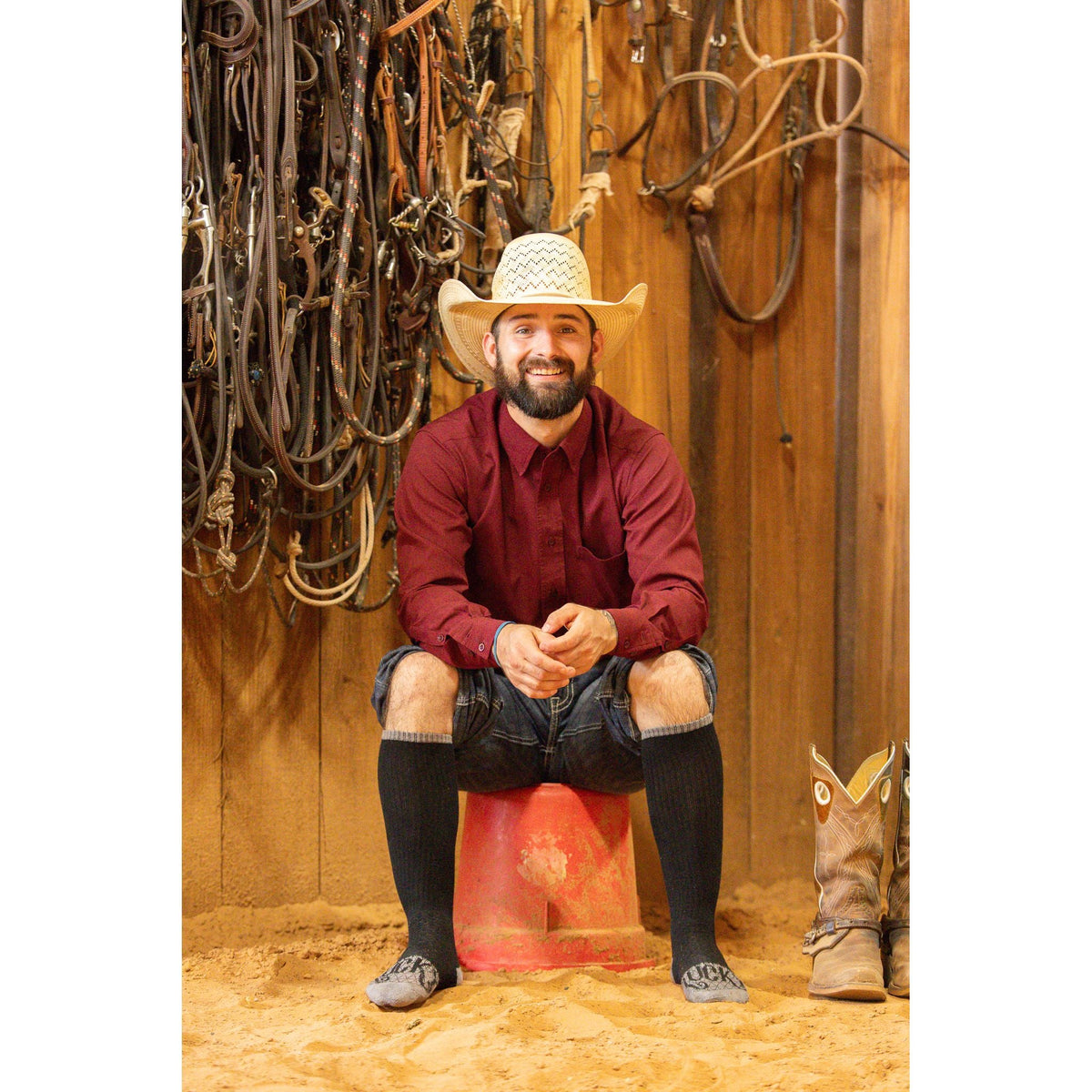The Cowboy Black/ Gray Performance Boot Socks
