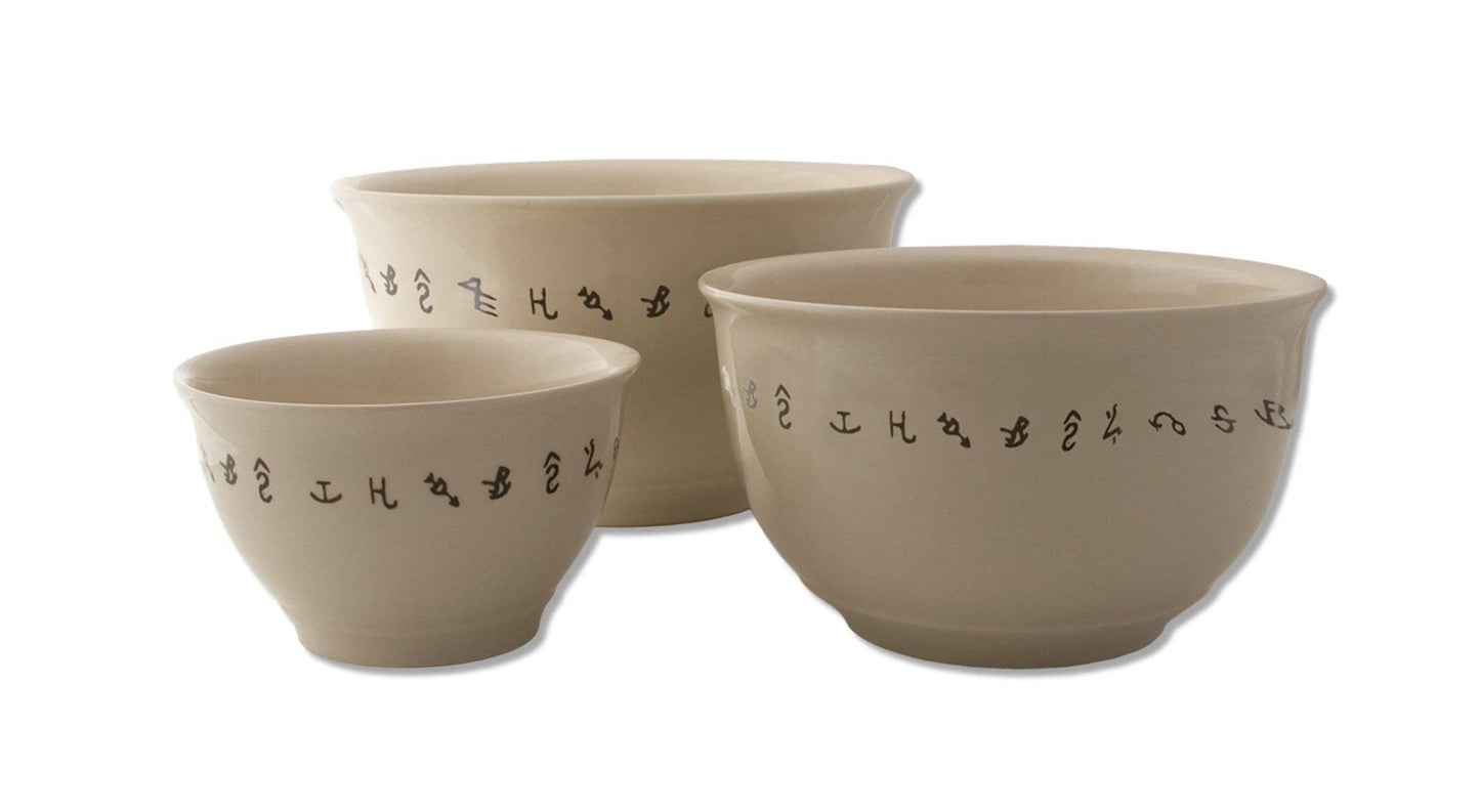 3 Piece Branded Stoneware Mixing Bowls