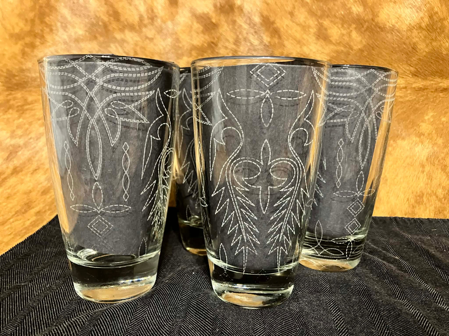 Glass bootstitch cup Set of 4
