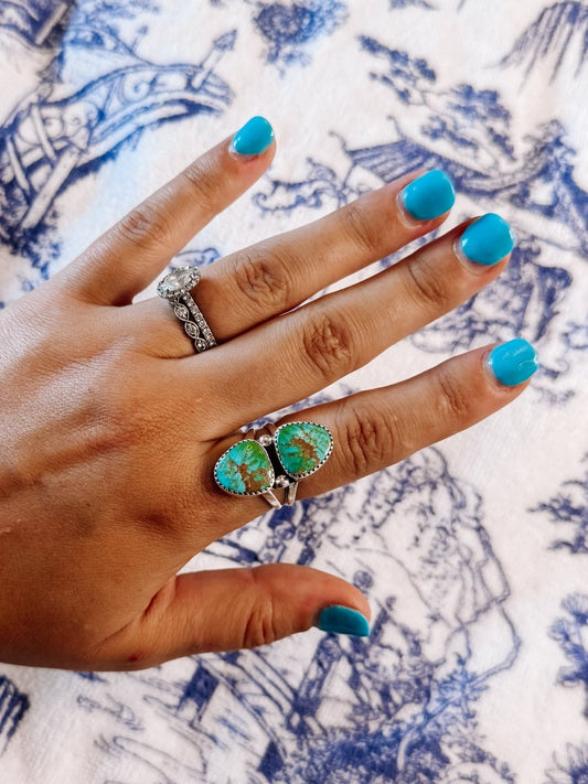Bremond 2 Stone Turquoise Ring