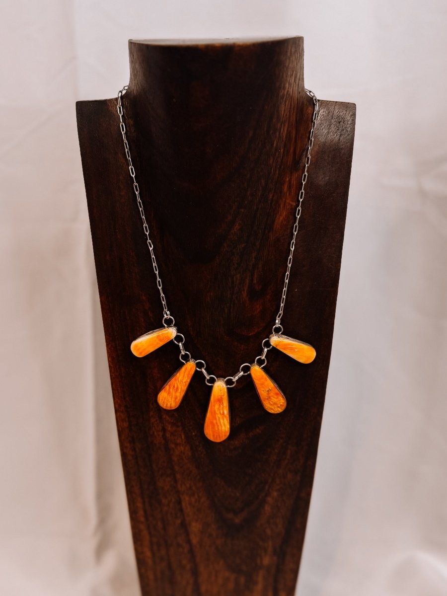 Burlington Orange Spiny Necklace + Earring Set