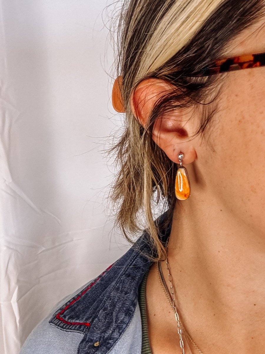 Burlington Orange Spiny Necklace + Earring Set