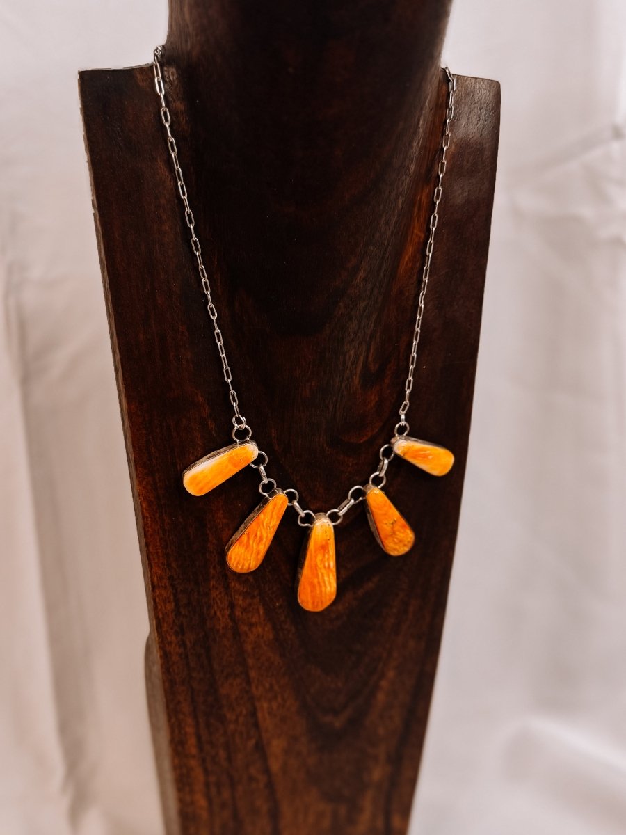 Burlington Orange Spiny Necklace + Earring Set