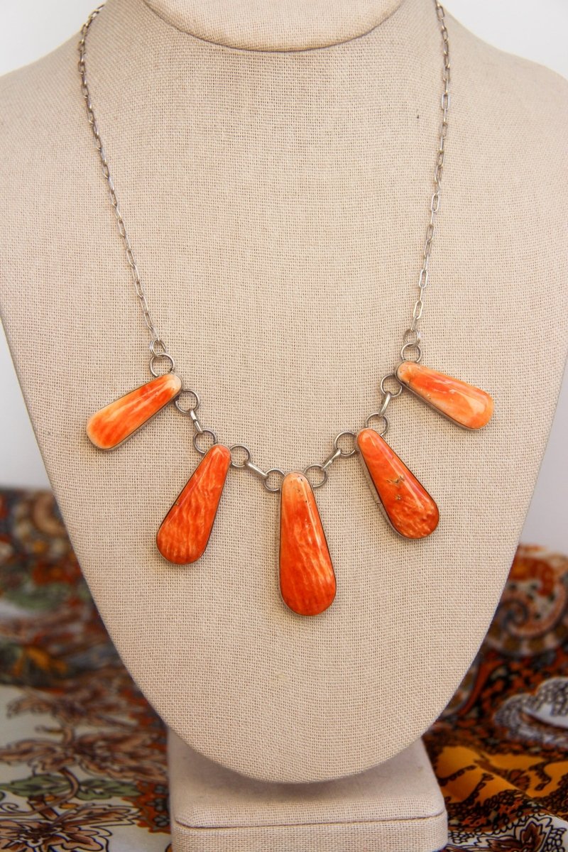 Burlington Orange Spiny Necklace + Earring Set