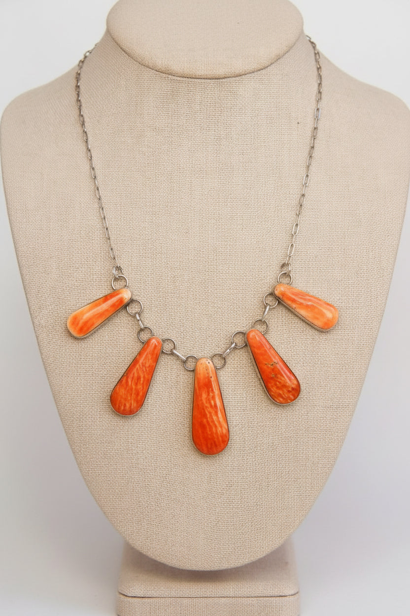 Burlington Orange Spiny Necklace + Earring Set