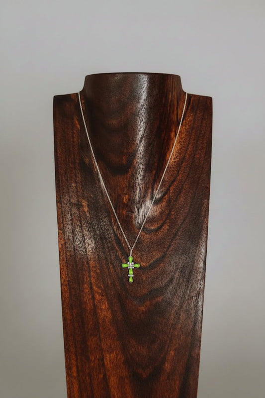 Cordes Green Gaspeite Cross Necklace