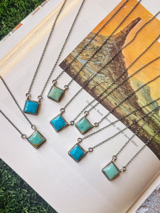 Damon Turquoise Square Necklace