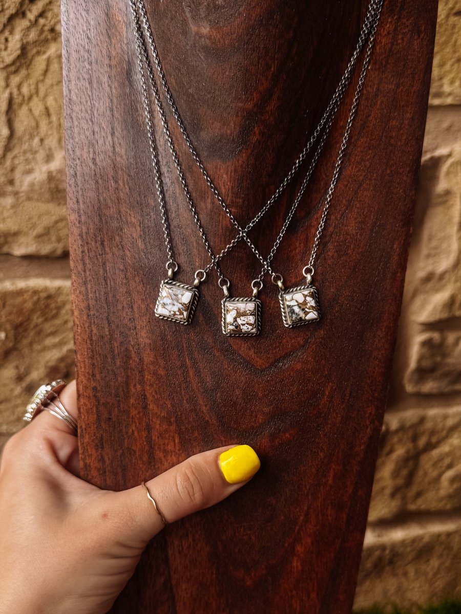 Damon White Buffalo Square Necklace