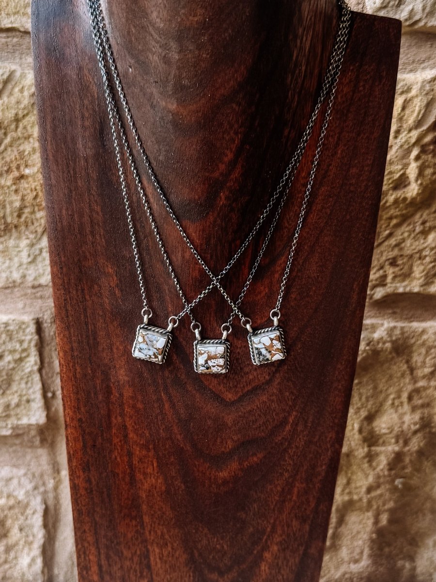 Damon White Buffalo Square Necklace