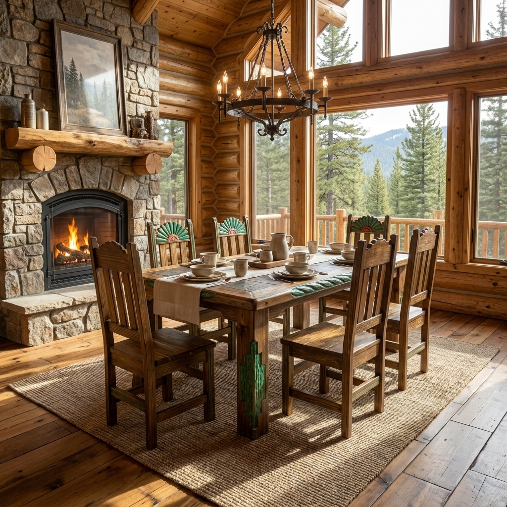 Southwest 6' Dining Table and 6 Southwest Chairs