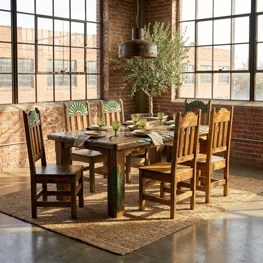 Southwest 6' Dining Table and 6 Southwest Chairs