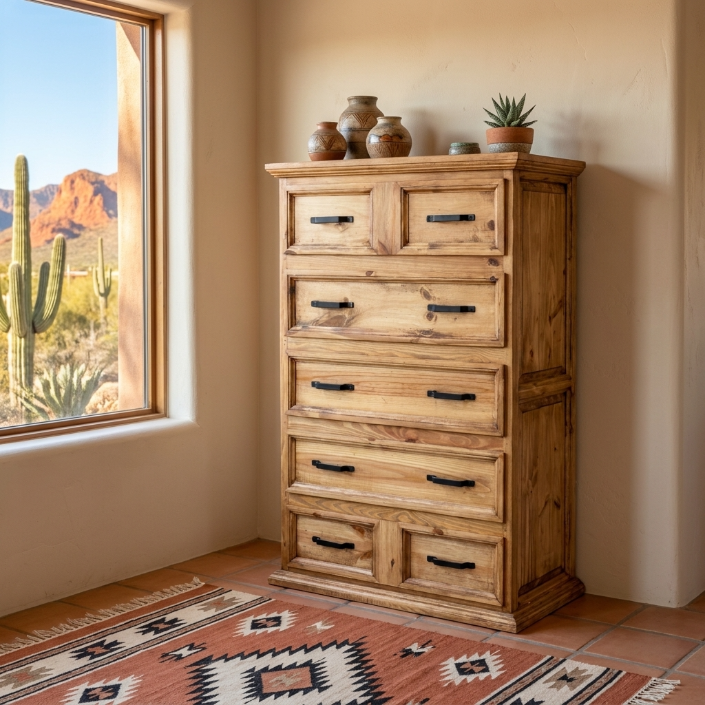 Traditional Tall Chest of Drawers Rustic Dresser